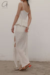 SWAYING/KNIT Japanese paper furry maxi skirt SW22SSB22 white